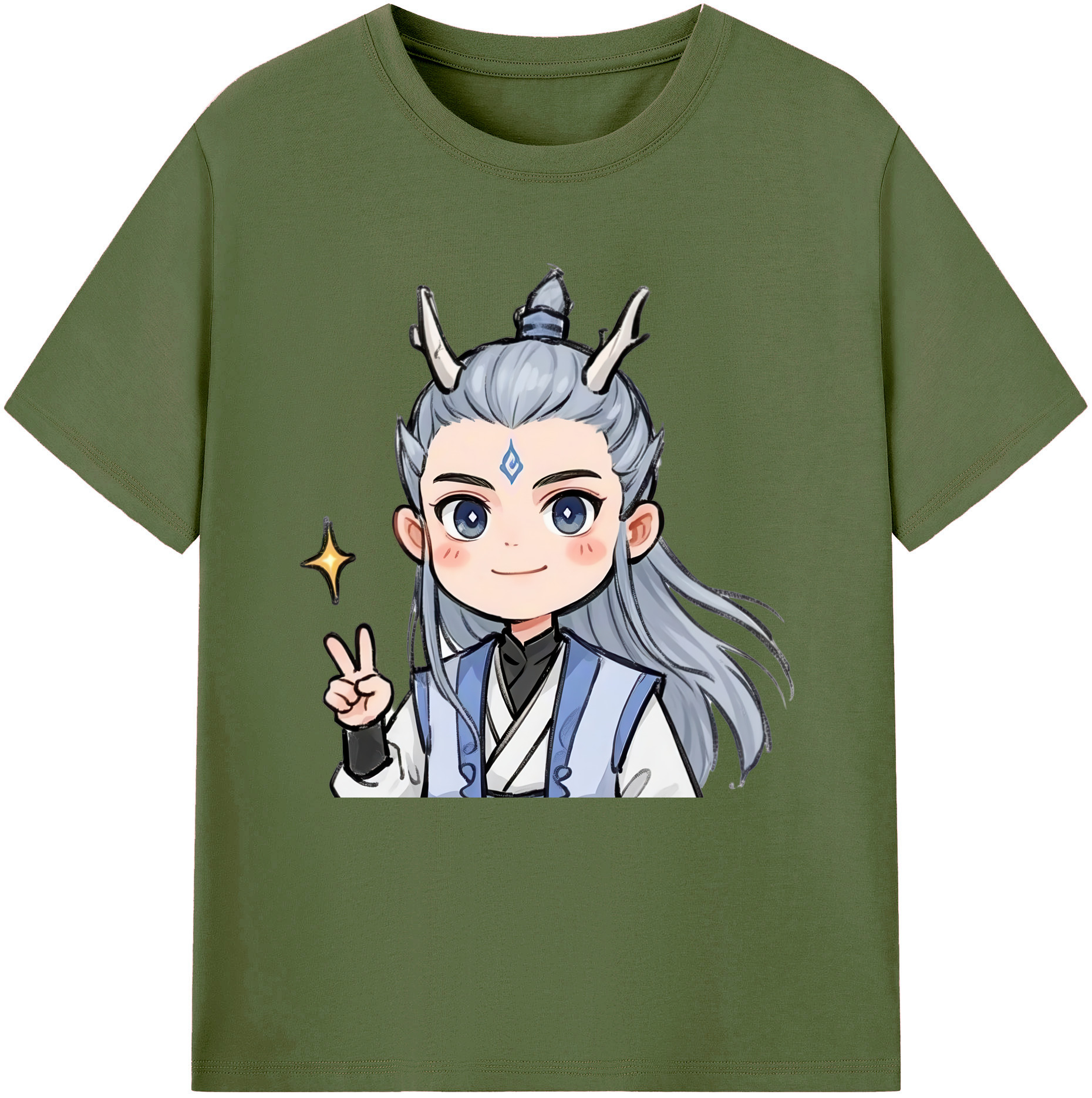 （画像用） Ne Zha 2 ナタ 魔童の大暴れ 綿100％半袖Tシャツ（フロントプリント）